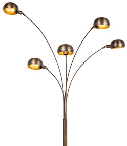 Design vloerlamp donkerbrons met goud 5-lichts - Sixties Marmo Design E14 Binnenverlichting Lamp