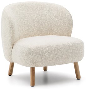 Kave Home Ulit Fauteuil Wit Boucle Met Houten Pootjes