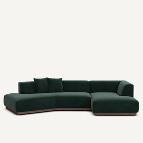 Rechter open hoekbank in fluweel, Jacopo