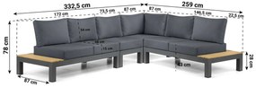 Loungeset 6 personen Aluminium/Teak Grijs Lifestyle Garden Furniture Vittoria