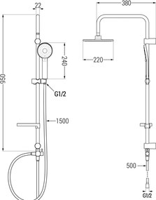 Mexen Slim Carl opbouwdouche set met regendouche en thermostatische douchemengkraan, chroom - 77105240-00