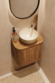 Livli Estrela toiletmeubel 40cm ribbelfront met White Travertin waskom