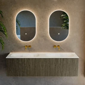 Mondiaz Kurve-dlux 150cm badmeubel shadow met 2 lades en wastafel stor small dubbel zonder kraangat opalo