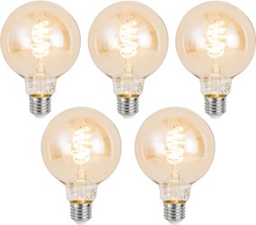 Set van 5 Smart E27 dimbare LED lampen G95 amber 4.9W 320 lm 2500K
