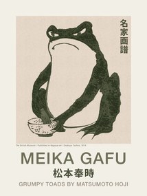 Kunstdruk Grumpy Toad (Frog Print 3 / Japandi) - Matsumoto Hoji, (30 x 40 cm)