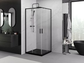Mexen Exo vierkante douchecabine schuifdeur 90 x 90 cm, transparant, zwart - 8111-090-090-70-00