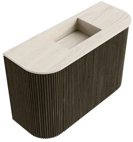 Mondiaz Joya DLux 65cm toiletmeubel ronding links/rechts shadow met wastafel faye midden zonder kraangat meli