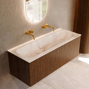 Mondiaz Kurve-dlux 120cm badmeubel dusk met 1 lade en wastafel big large midden zonder kraangat frappe