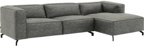 Goossens Bank Calvin grijs, micro leer, 3,5-zits, modern design