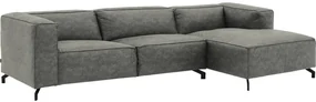 Goossens Bank Calvin grijs, micro leer, 3,5-zits, modern design