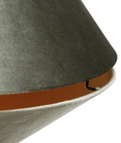 Hanglamp zwart met dubbele velours lampenkap groen met gouden binnenkant - Blitz Klassiek / Antiek, Modern E27 rond Binnenverlichting Lamp