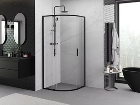 Mexen Exo-S Duo half rondeglide douchecabine 90 x 90 cm, transparant, zwart - 8132-090-090-70-00
