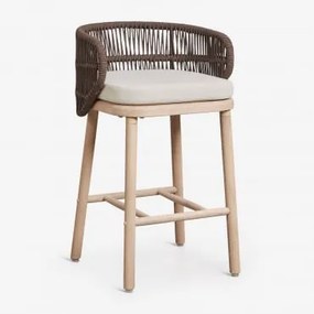 Set Van 2 Hoge Tuinkrukken Van Acaciahout En Gevlochten Touw Capri Bruin – Chocolade & ↑65 Cm - Sklum