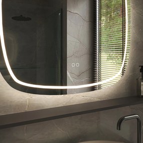Hipp Design Phantom Deens ovale spiegel met verlichting en verwarming 60x60cm