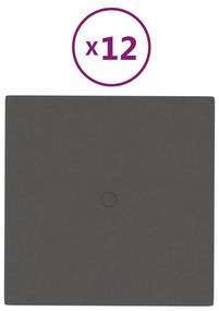 vidaXL Wandpanelen 12 st 1,08 m² 30x30 cm stof donkergrijs