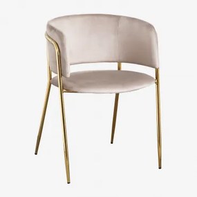 Nalon Gestoffeerde Eetkamerstoel Goud & Fluwelen Grijs – Taupe – Koel & Fluwelen - Sklum