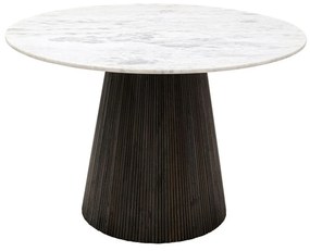 Kare Design Glenn Ronde Eettafel Zwart Met Wit Marmer - 115 X 115cm.