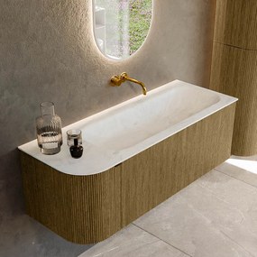 Mondiaz Kurve-dlux 125cm badmeubel ronding links dusk met 1 lade en deur en wastafel big medium rechts zonder kraangat opalo