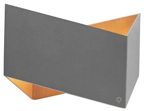 Design wandlamp grijs met koperen binnenkant - Fold