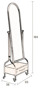 Dutchbone Gubo Verrijdbare Spiegel Met Lade - 65x184cm