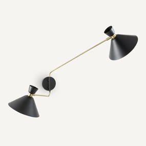 Dubbele wandlamp, verouderde messing Zoticus