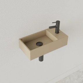 Sanigoods Nano fontein rechts cappuccino met kraangat 36x18cm