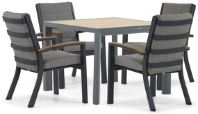 Tuinset 4 personen 100 cm Aluminium/teak Grijs Osmen Midura/Borello