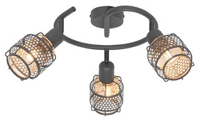 Design plafondlamp zwart met goud 3-lichts rond - Noud Design E14 Binnenverlichting Lamp