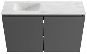 Mondiaz Ture DLux toiletmeubel 80cm dark grey met wastafel opalo links zonder kraangat