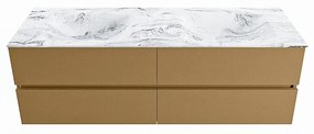 Mondiaz Vica DLux badmeubel 150cm oro 4 lades met wastafel glace dubbel 2 kraangaten