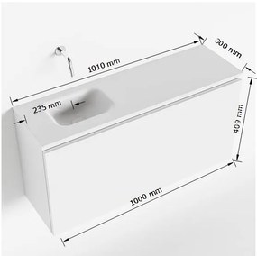 Mondiaz Olan 100cm toiletmeubel fire met wastafel talc links geen kraangat