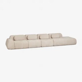 Modulair Hoekbank Van 4 Delen Met Rechter Divan In Vacuüm Verpakte Chenille Merida Chenille Dik Tapiocabeige - Sklum