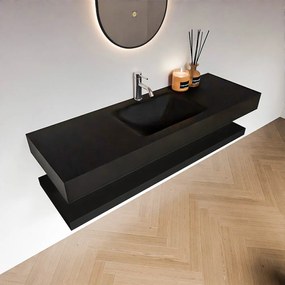 Zaro Alan badmeubel 140cm met planchet urban en vrijhangende wastafel cloud midden 1 kraangat urban