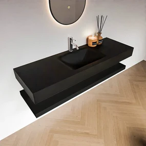 Zaro Alan badmeubel 140cm met planchet urban en vrijhangende wastafel cloud midden 1 kraangat urban