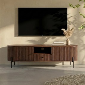 Tv-meubel 160 Cm Ribbel Hout Bruin - 160x40x50cm.