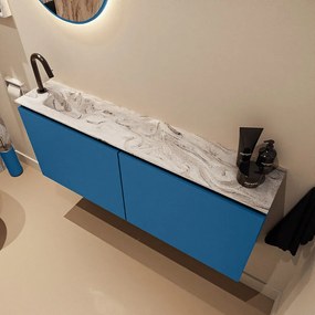 Mondiaz Ture DLux toiletmeubel 120cm jeans met wastafel glace links met kraangat