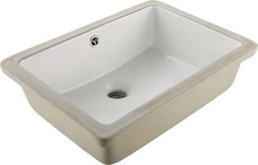 VEVOR Onderbouwwastafel, Handwasbak, 470 x 355 mm, Rechthoekige keramische spoelbak met overloopgat, Moderne onderbouwwastafel voor kleine ruimtes, Badkamerwastafel, Wit