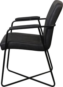 Eetkamerstoel - Henry - leer Vintage zwart