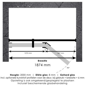 Brauer JC profielloze nisdeur 190cm met 60cm deur gekoppeld goud geborsteld