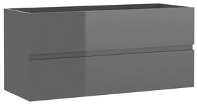 vidaXL Wastafelkast 100x38,5x45 cm spaanplaat hoogglans grijs