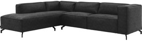 Goossens Bank Calvin antraciet, micro leer, 3-zits, modern design met ligelement links