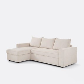 3-zits hoekslaapbank met opbergruimte, fijn ribfluweel, FLO