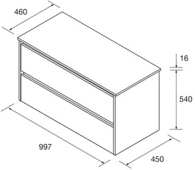 Muebles Project badmeubel 100cm met 2 lades en toppaneel walnoot