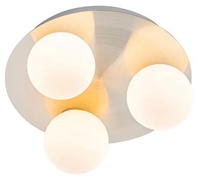 Moderne badkamer plafondlamp staal 3-lichts - Cederic Modern G9 IP44 rond Lamp