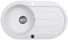 Sapho spoelbak 86x50cm met kraangat wit graniet