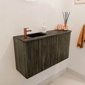 Mondiaz Joya DLux 80cm toiletmeubel ronding rechts shadow met wastafel faye links 1 kraangat lava