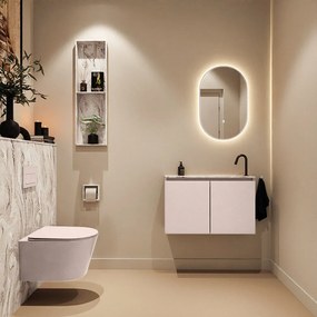 Mondiaz Ture DLux toiletmeubel 80cm rosee met wastafel glace rechts met kraangat