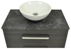 Sanicare Q11 badkamermeubel met black-stone topblad 80 cm schots-eiken