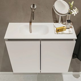 Mondiaz Ture 60cm toiletmeubel linen met wastafel talc links geen kraangat