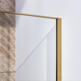Brauer Gold Frame inloopdouche helder glas 100x200 met muurprofiel en lijst rondom goud geborsteld